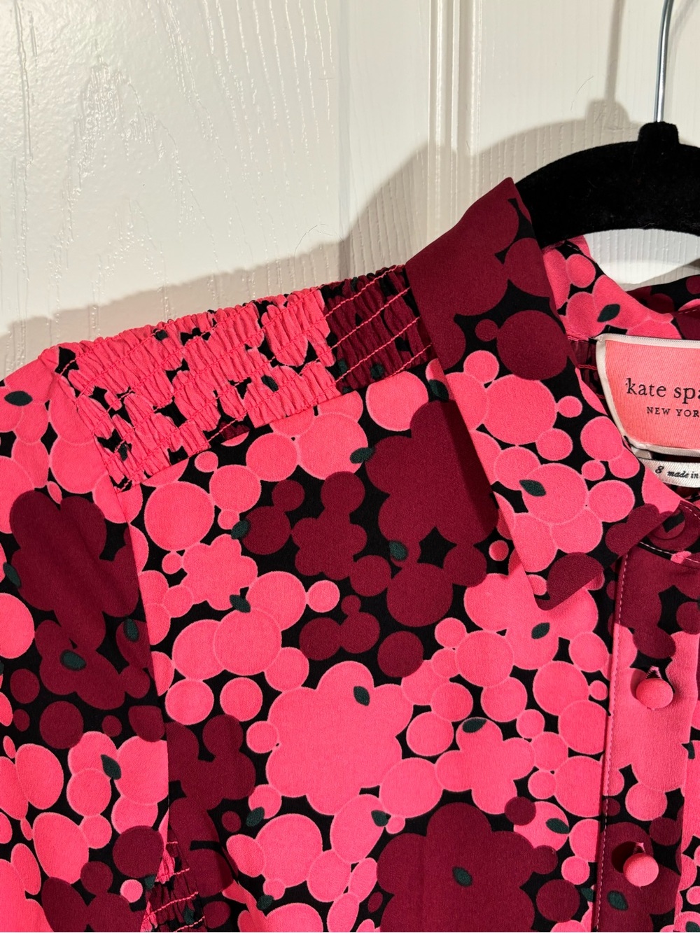 Kate Spade Bubble Dot Smocked Shirt Dress In Rhubarb Jam size 8 - Picture 7 of 8